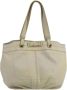 Burberry Vintage Tweedehands Boog Tote Tas Beige Leer - Thumbnail 1
