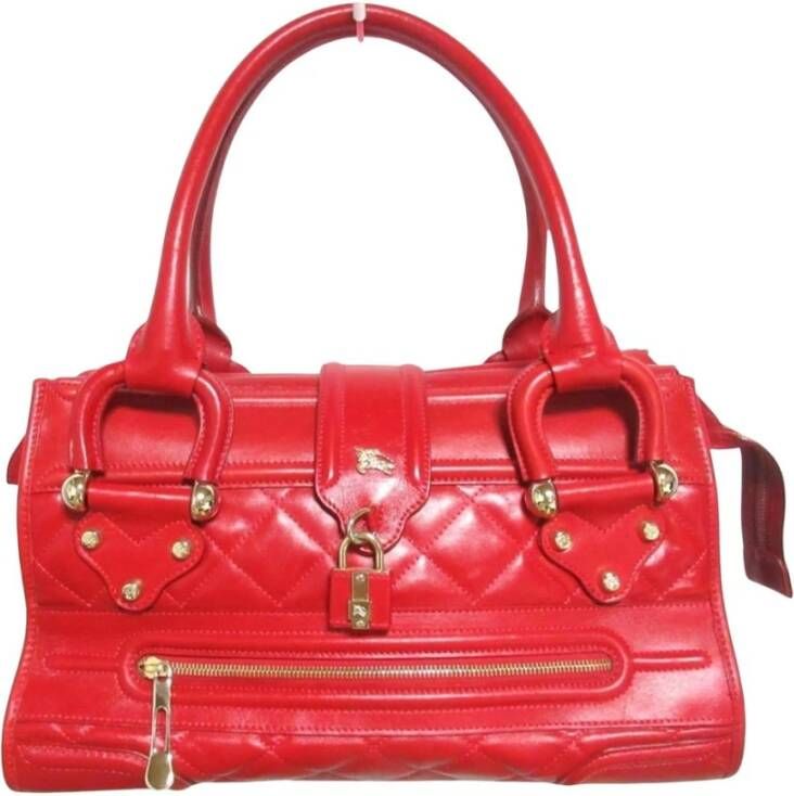 Burberry Vintage Tweedehands Gewatteerde Leren Handtas Slot Detail