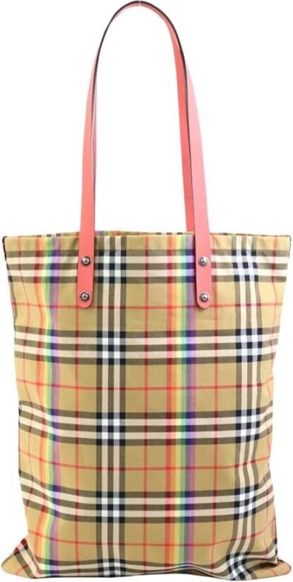 Burberry Vintage Tweedehands Regenboog Check Tote Model Style Tote