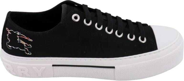 Burberry Zwarte Canvas Sneakers met Check Logo Zwart Heren