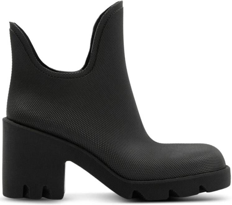 Burberry Zwarte regenbestendige laarzen met brede comfortabele hak Black Dames