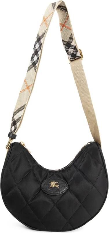 Burberry Zwarte Gewatteerde Horseshoe Crossbody Tas