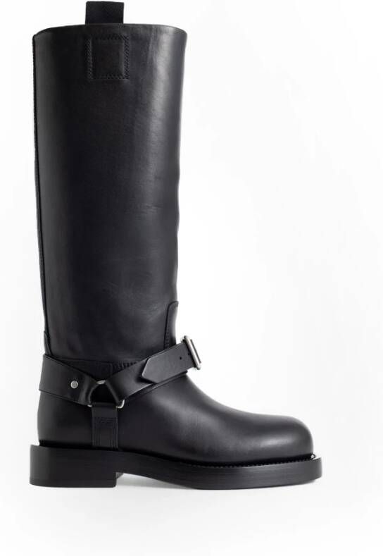 Burberry Zwarte Gesloten Hoge Leren Laarzen Black Dames