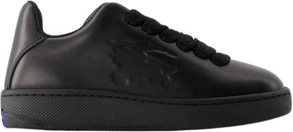 Burberry Zwarte Leren Box Sneakers Verhoogde Stijl Black Dames