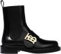 Burberry Zwarte leren enkellaarzen met TB-monogram - Thumbnail 1