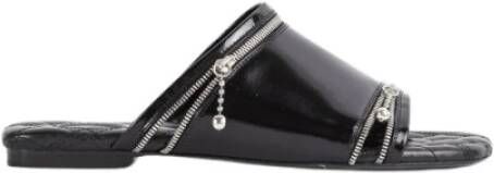 Burberry Zwarte Leren Peep Sandalen