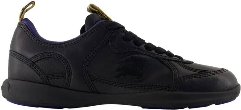 Burberry Zwarte Leren Sneakers Geborduurde Lam