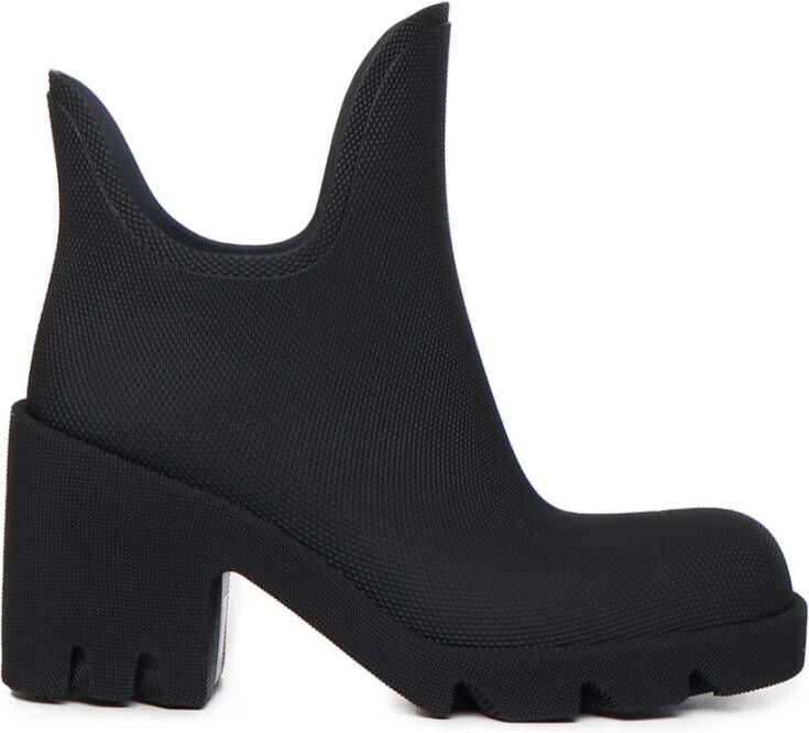 Burberry Zwarte regenbestendige laarzen met brede comfortabele hak Black Dames