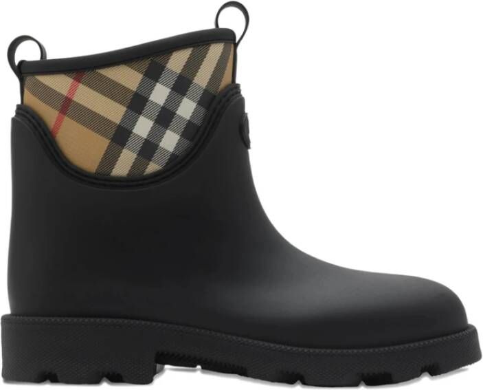 Burberry Zwarte Rubberen Zool Dubbele Treklip Schoenen