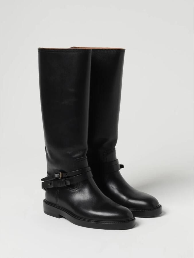 Buttero Zwarte leren rijlaarzen met gesp