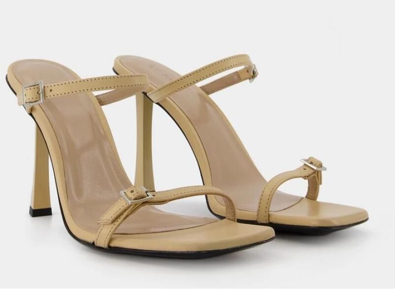 By FAR Beige Leren Stiletto Sandalen Beige Dames