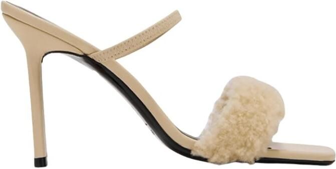By FAR Leren Sandalen met Eco-Bont Kraag Beige Dames