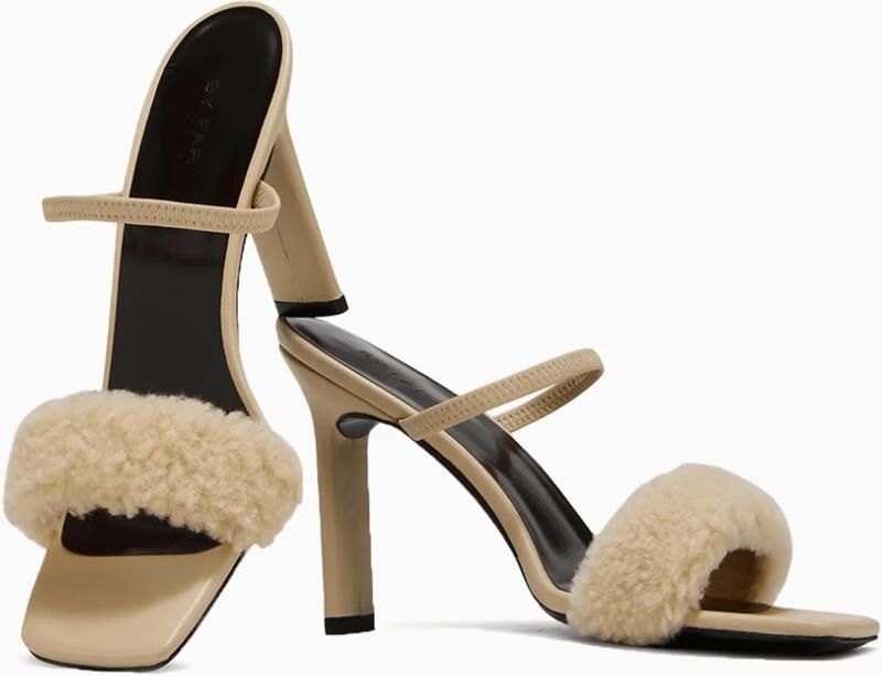 By FAR Leren Sandalen met Eco-Bont Kraag Beige Dames - Foto 2