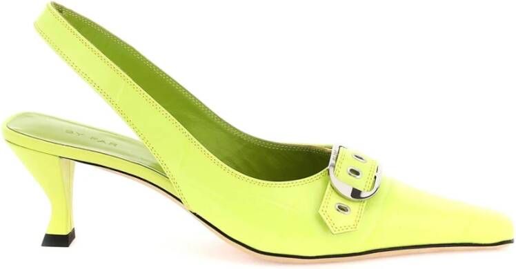 By FAR Croco-Embossed Slingback Pumps Green Dames