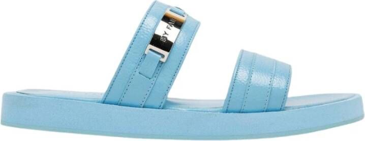 By FAR Eenvoudig sandalen glanzend korrelig leer Blauw Dames