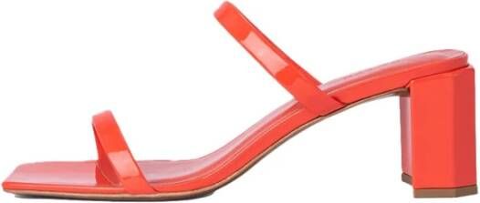 By FAR Rode Lakleren Blokhak Sandalen Orange Dames