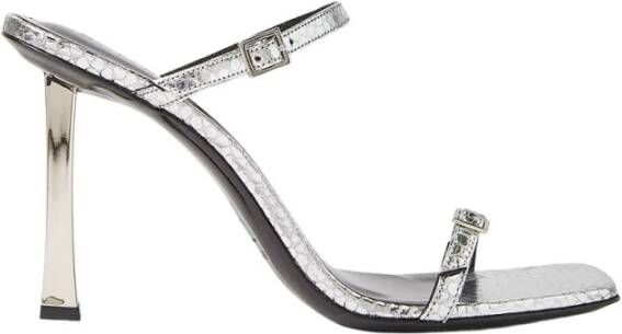 By FAR Metallic Pebbled High Heel Sandalen Gray Dames