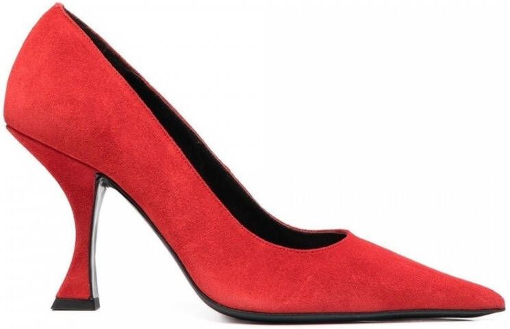 By FAR Rode Suède Schoenen met Vierkante Hak