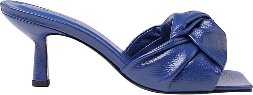 By FAR Blauwe Leren Vierkante Neus Instap Sandalen Blue Dames