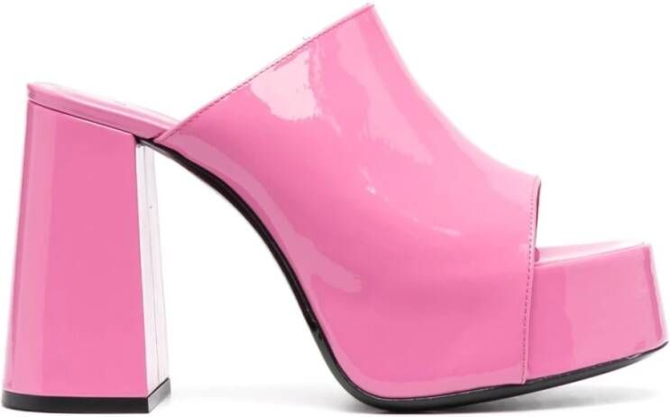 By FAR Roze Gepolijste Leren Hakken Muiltjes Pink Dames