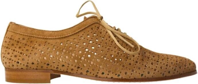 Calce Beige Suède Veterschoen voor Dames