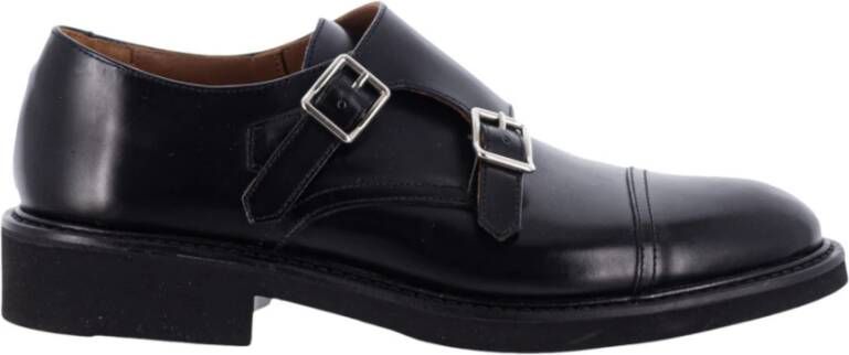 Calce Zwarte leren dubbele gesp loafer Black Heren