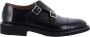 Calce Zwarte leren dubbele gesp loafer Black Heren - Thumbnail 1
