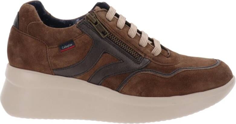 Callaghan Leren Dames Sneakers met Veters en Ritssluiting Brown Dames