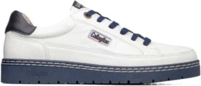 Callaghan Witte leren sneakers met blauwe hiel