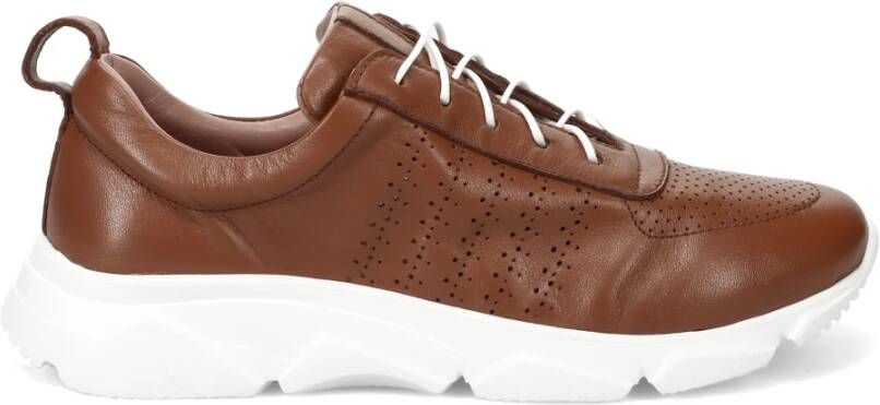 Calpierre Handgemaakte Leren Bruine Sneakers Brown Dames