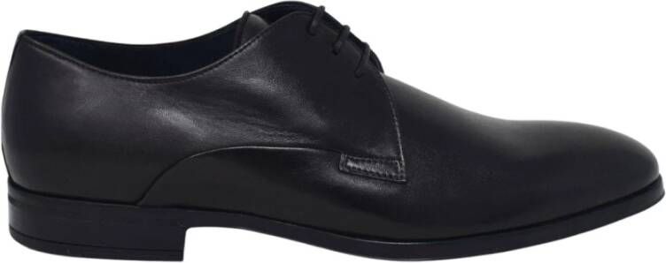 Calpierre Handgemaakte Zwarte Leren Veterschoenen