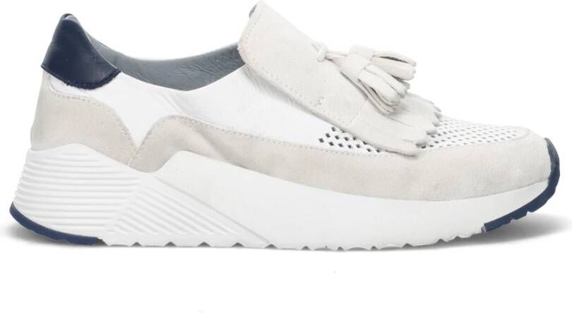 Calpierre Witte Slip-On Sneakers met Franje White Dames