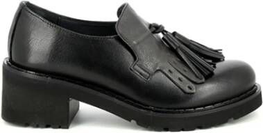 Calpierre Zwarte leren mocassin met franjes
