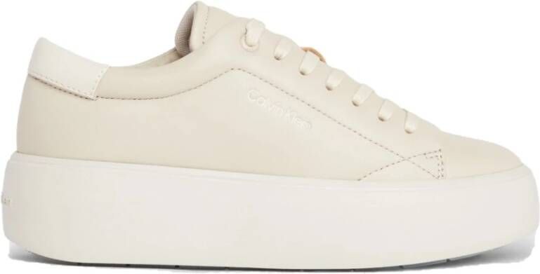 Calvin Klein Beige Lace-Up Flatform Sneakers Beige Dames