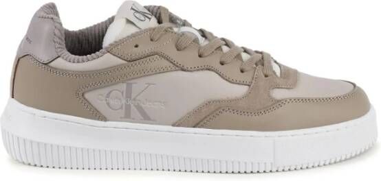 Calvin Klein Jeans Beige Leren Sportieve Veterschoenen Beige Dames