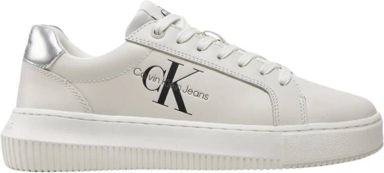 Calvin Klein Bright White Silver Chunky Sneakers White Dames