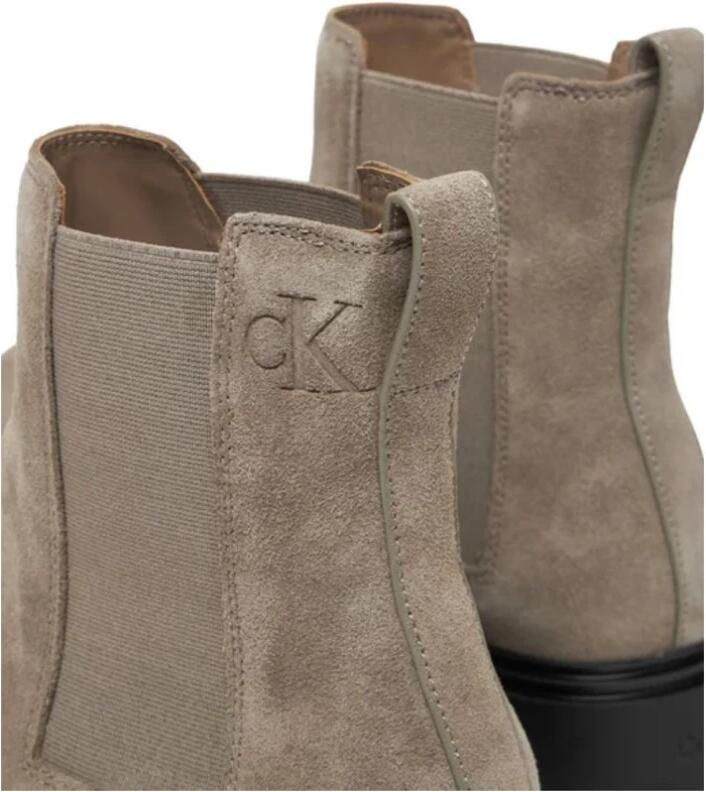 Calvin Klein Jeans Chelsea boots van een mix van leer en textiel met elastische inzetten - Foto 2