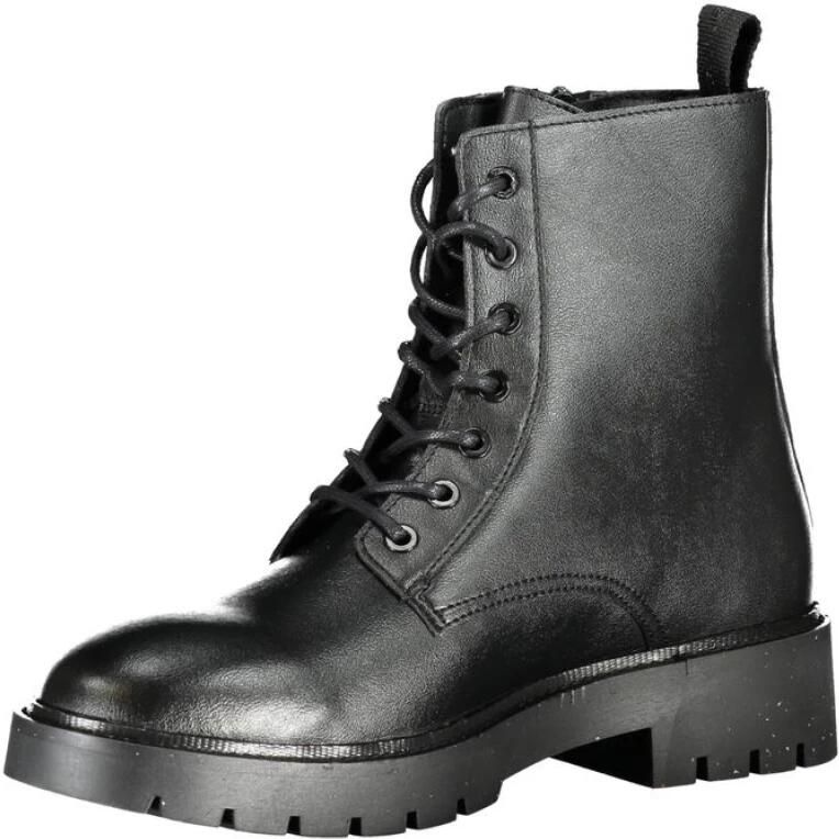 Calvin Klein Zwarte enkellaarsjes met veters en rits