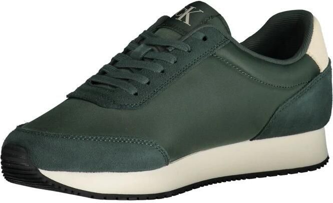 Calvin Klein Groene Leren Sneakers Met Rubberen Zool En Veters - Foto 3