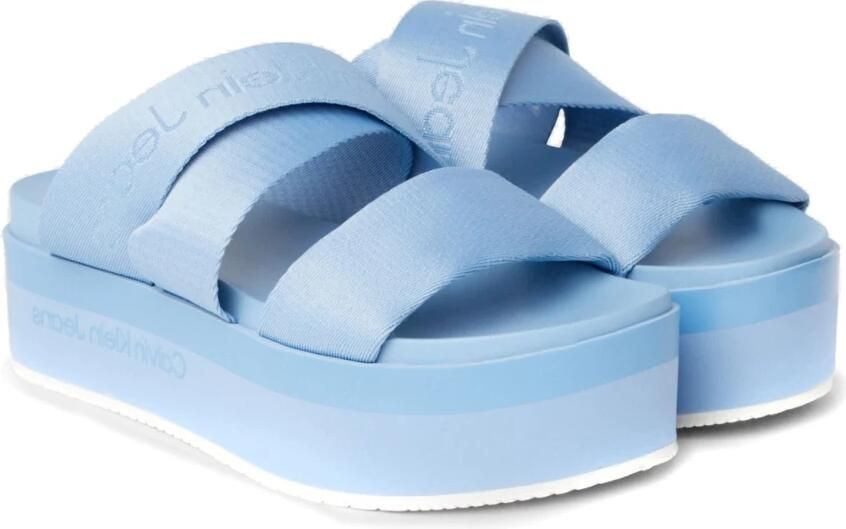 Calvin Klein Jeans Blauwe Platte Sandaal met Webbing Banden - Foto 6