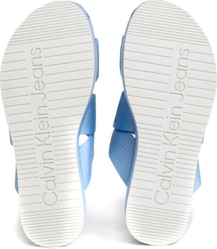Calvin Klein Jeans Blauwe Platte Sandaal met Webbing Banden - Foto 3
