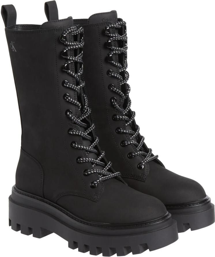 Calvin Klein Jeans Zwarte Veters Flatform Enkellaarzen Black Dames - Foto 2
