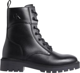 Calvin Klein Veterschoenen COMBAT BOOT MID ZIP LTH IN CALF blokhak veterschoen enkellaars met zij ck-sieraad