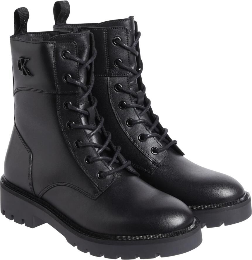 Calvin Klein Veterschoenen COMBAT BOOT MID ZIP LTH IN CALF blokhak veterschoen enkellaars met zij ck-sieraad - Foto 2
