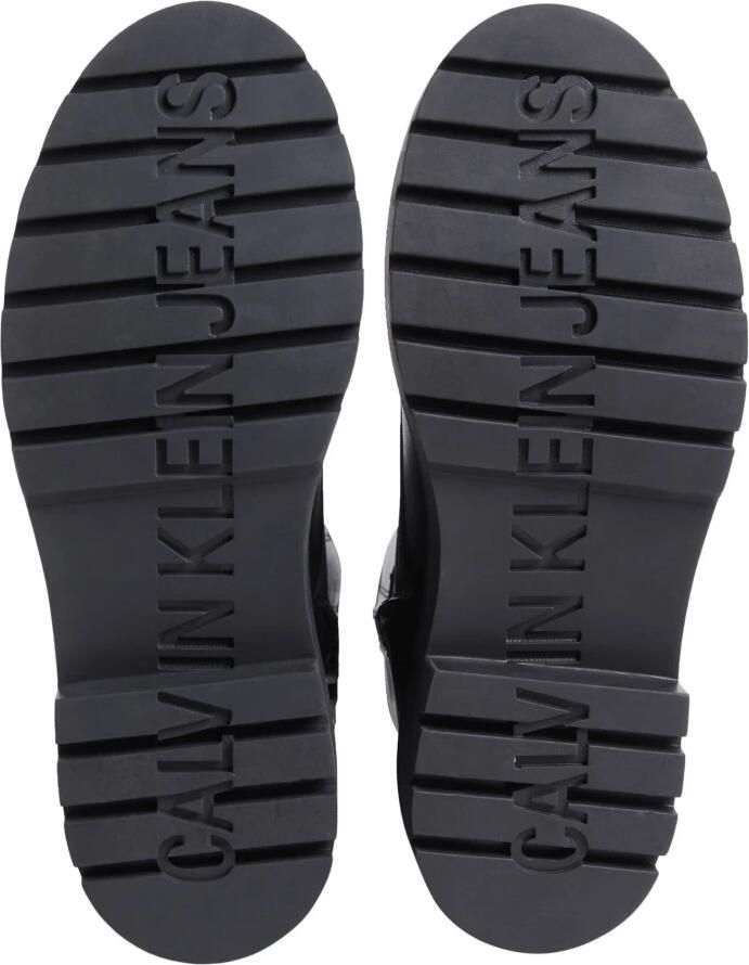Calvin Klein Veterschoenen COMBAT BOOT MID ZIP LTH IN CALF blokhak veterschoen enkellaars met zij ck-sieraad - Foto 4