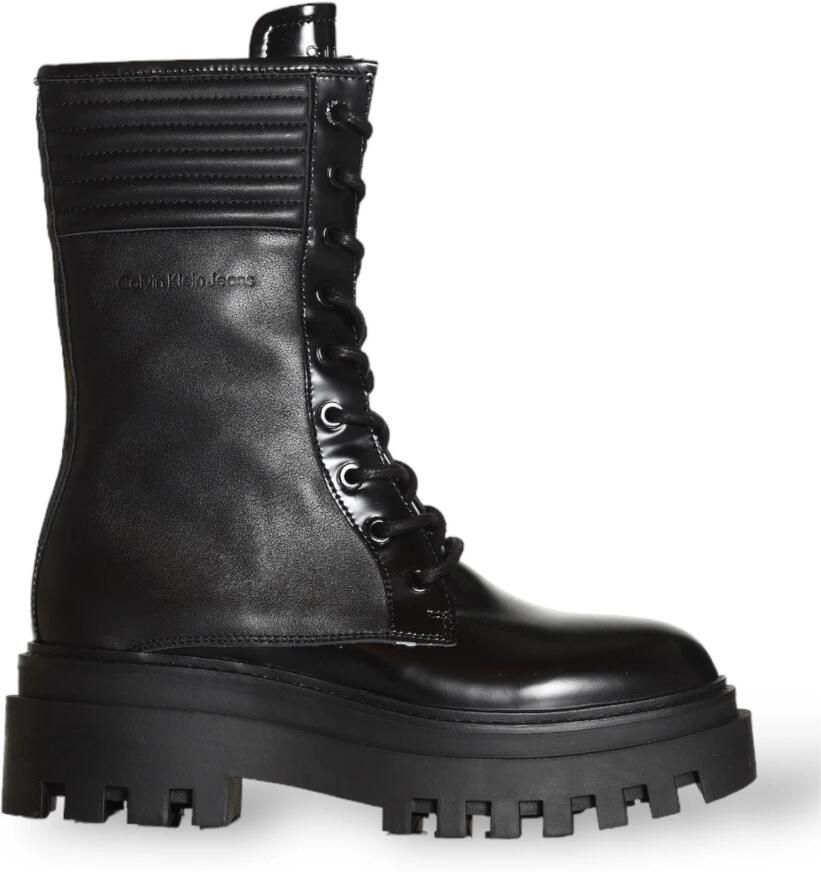 Calvin Klein Jeans Leren Flatform Knie Laars Black - Foto 2
