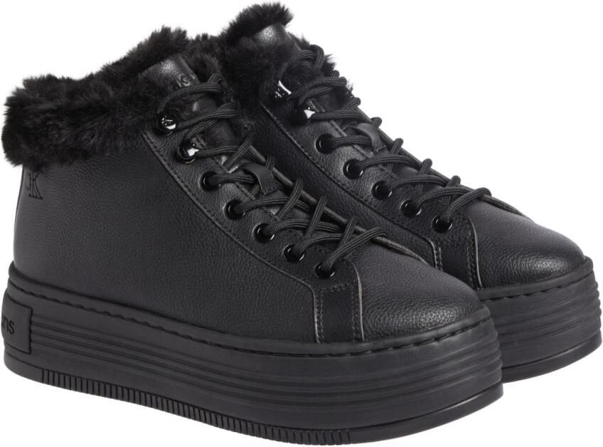 Calvin Klein Winterlaarzen BOLD PLATF LOW LACEUP MG LTH plateaulaarzen enkellaarsje high-top sneaker logo in de loopzool