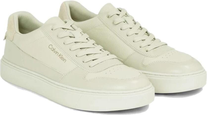 Calvin Klein Lage Leren Sneakers Grijs Gray Heren