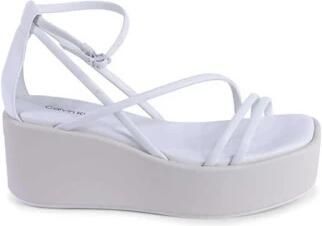 Calvin Klein Leren Platform Sandalen met Verstelbaar Enkelbandje