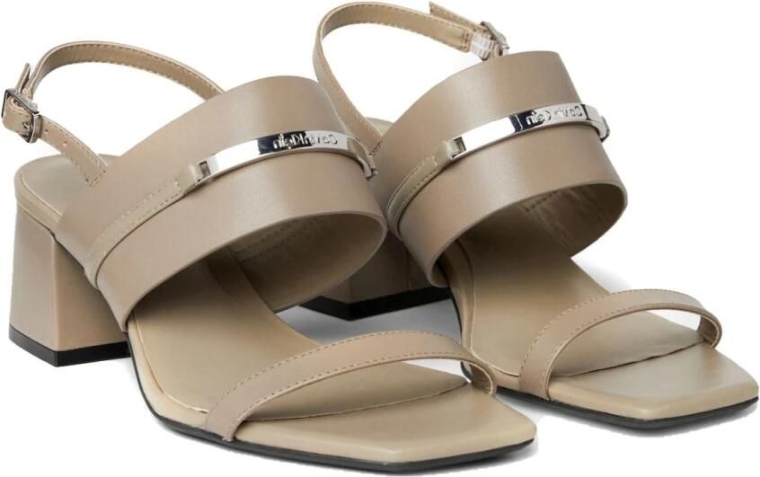 Calvin Klein Khaki Leren Middenhak Sandalen - Foto 5